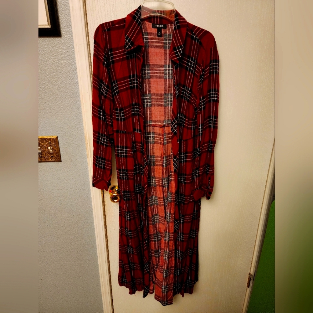 Torrid Red Plaid Duster